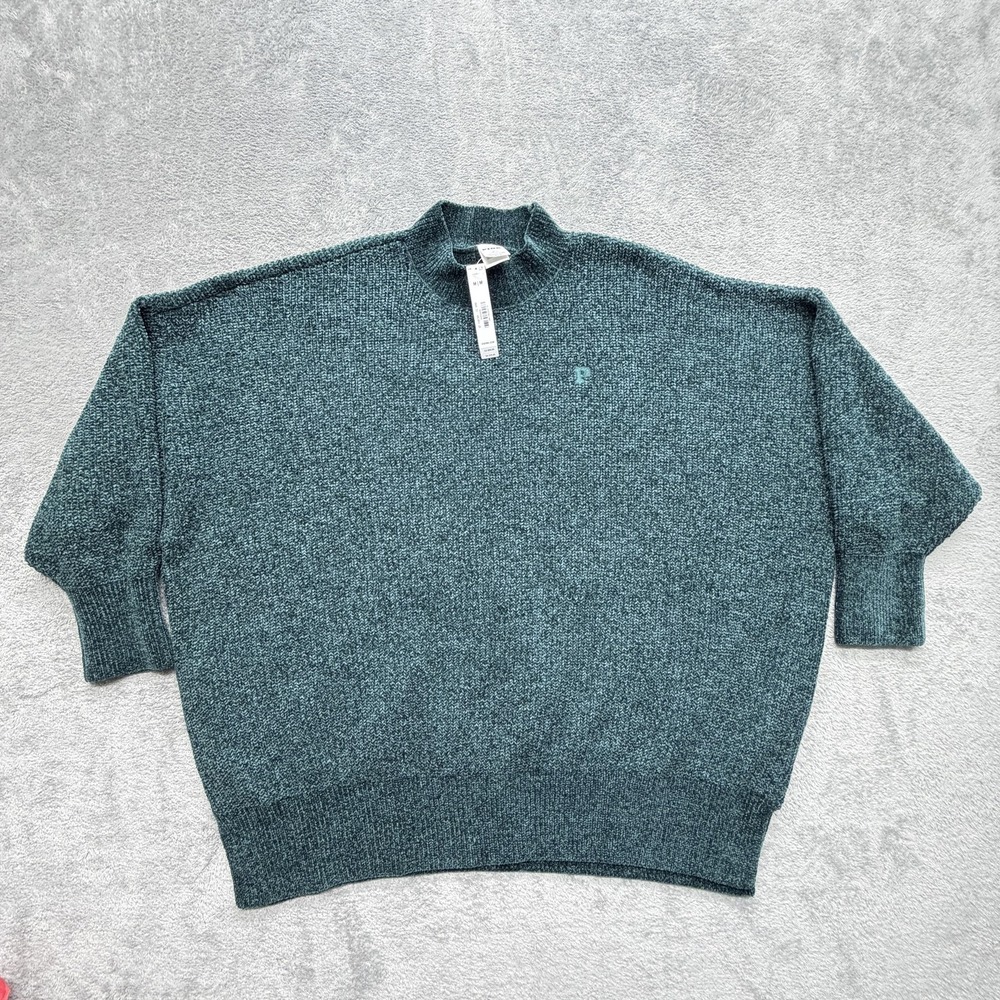 PINK Victoria's Secret Sweater Womens M Green Chunky-Knit Mock‎ Neck Pullover